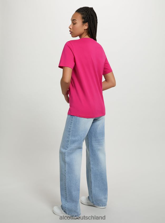 Kleidung de Alcott Frauen T-Shirt aus Baumwolle mit Rundhalsausschnitt wh3 weiß 88J68R183