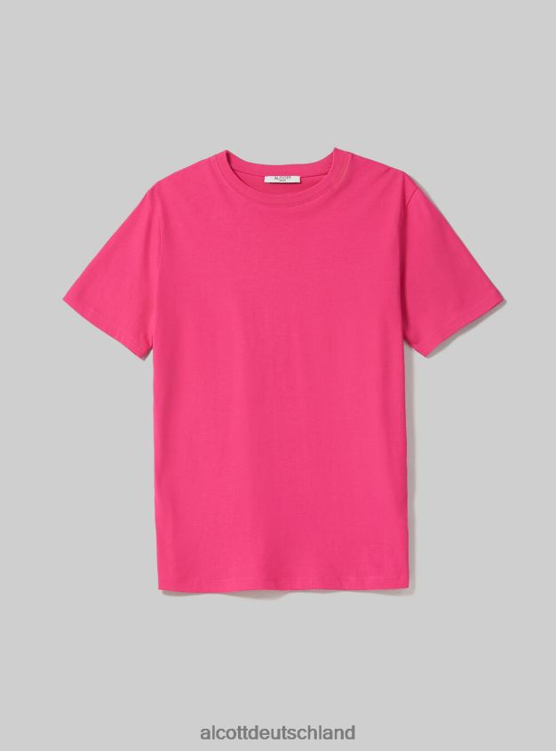 Kleidung de Alcott Frauen T-Shirt aus Baumwolle mit Rundhalsausschnitt wh3 weiß 88J68R183