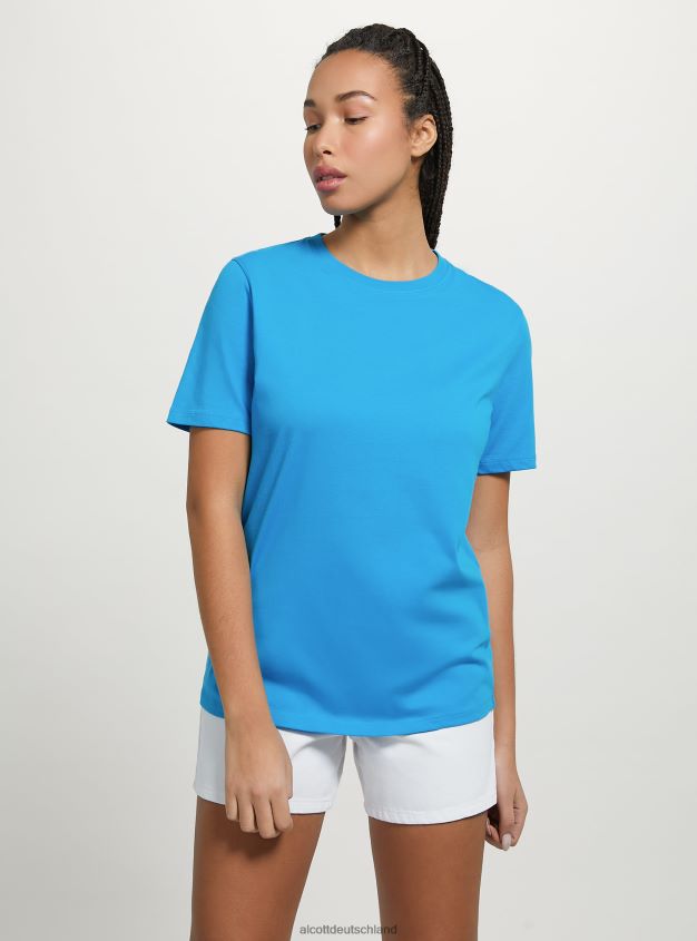 Kleidung de Alcott Frauen T-Shirt aus Baumwolle mit Rundhalsausschnitt wh3 weiß 88J68R193