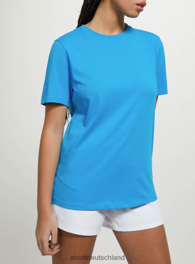 Kleidung de Alcott Frauen T-Shirt aus Baumwolle mit Rundhalsausschnitt wh3 weiß 88J68R193