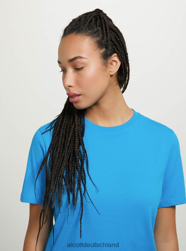 Kleidung de Alcott Frauen T-Shirt aus Baumwolle mit Rundhalsausschnitt wh3 weiß 88J68R193