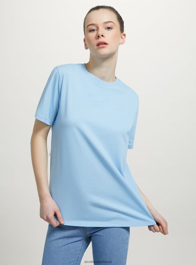 Kleidung de Alcott Frauen T-Shirt aus Baumwolle mit Rundhalsausschnitt wh3 weiß 88J68R201