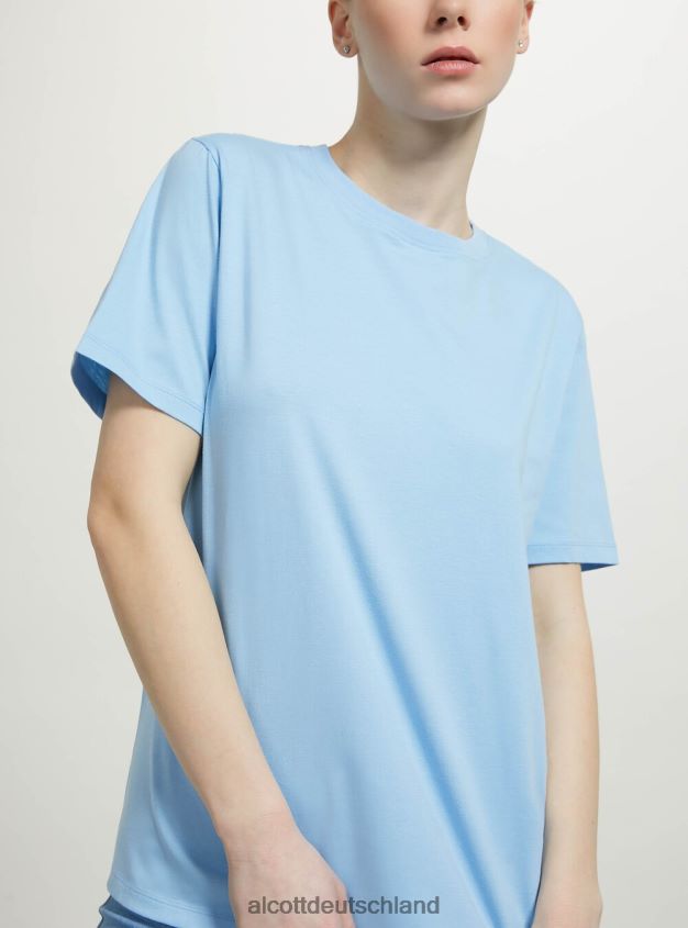 Kleidung de Alcott Frauen T-Shirt aus Baumwolle mit Rundhalsausschnitt wh3 weiß 88J68R201