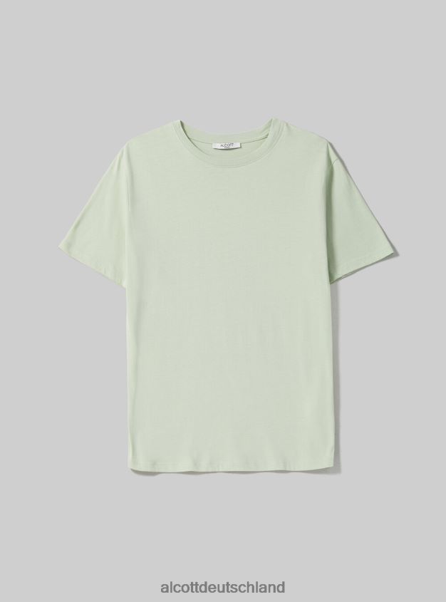 Kleidung de Alcott Frauen T-Shirt aus Baumwolle mit Rundhalsausschnitt wh3 weiß 88J68R309