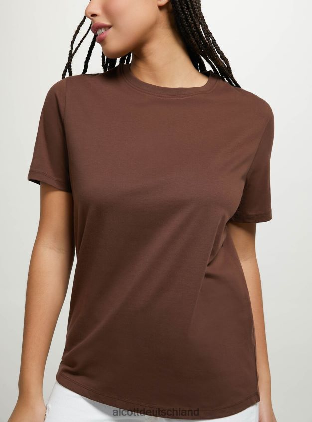 Kleidung de Alcott Frauen T-Shirt aus Baumwolle mit Rundhalsausschnitt wh3 weiß 88J68R326