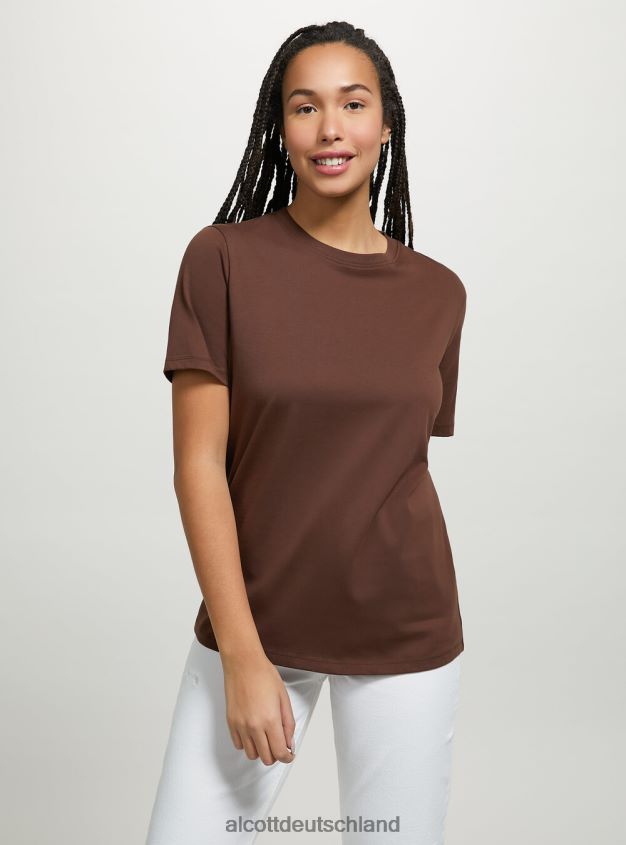 Kleidung de Alcott Frauen T-Shirt aus Baumwolle mit Rundhalsausschnitt wh3 weiß 88J68R326