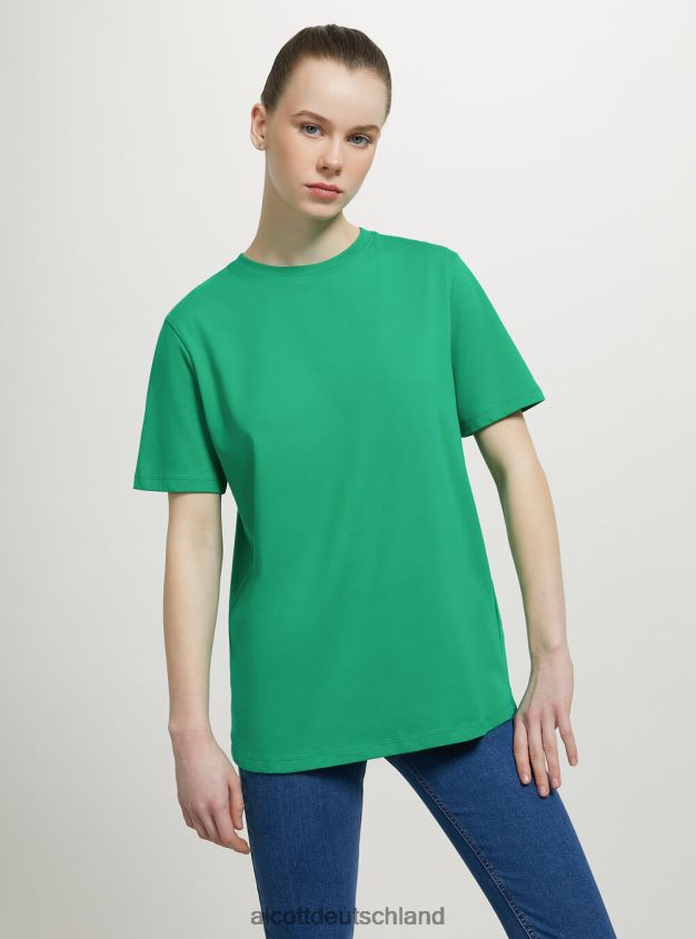 Kleidung de Alcott Frauen T-Shirt aus Baumwolle mit Rundhalsausschnitt wh3 weiß 88J68R353