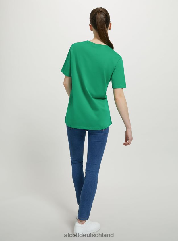 Kleidung de Alcott Frauen T-Shirt aus Baumwolle mit Rundhalsausschnitt wh3 weiß 88J68R353