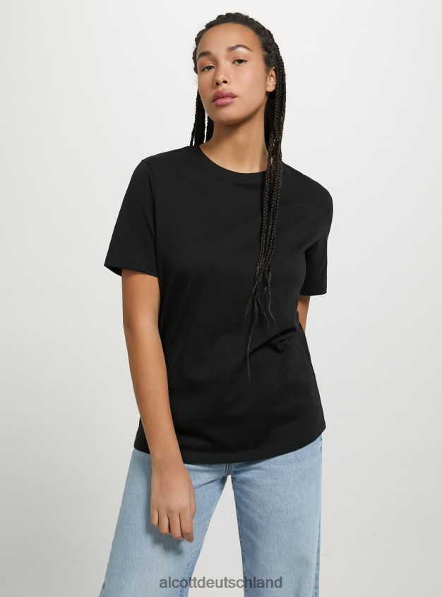 Kleidung de Alcott Frauen T-Shirt aus Baumwolle mit Rundhalsausschnitt wh3 weiß 88J68R454