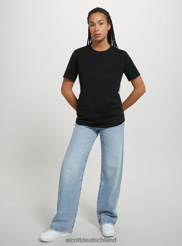 Kleidung de Alcott Frauen T-Shirt aus Baumwolle mit Rundhalsausschnitt wh3 weiß 88J68R454