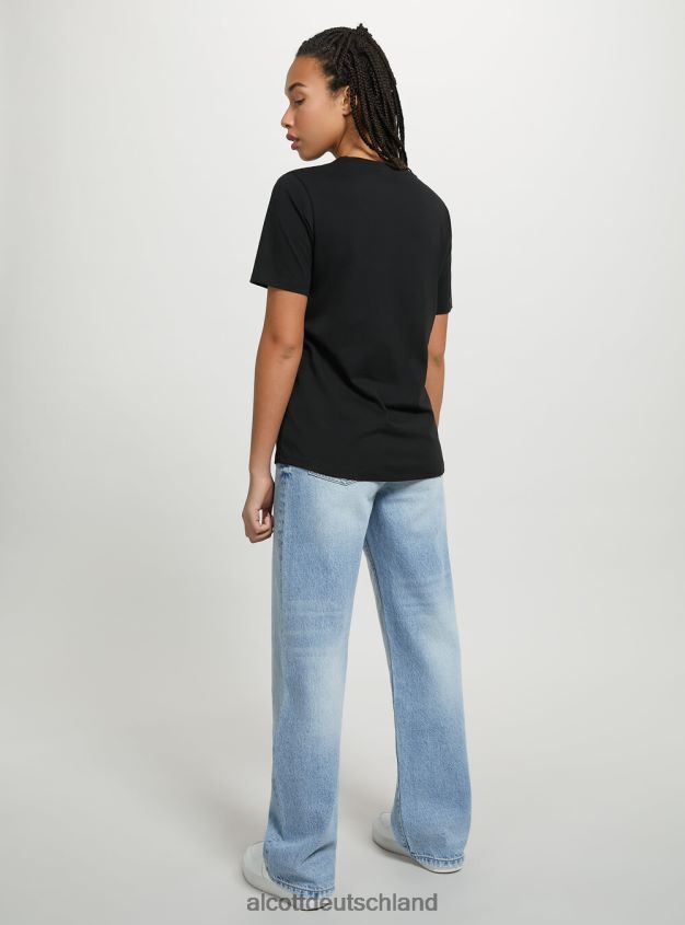 Kleidung de Alcott Frauen T-Shirt aus Baumwolle mit Rundhalsausschnitt wh3 weiß 88J68R454