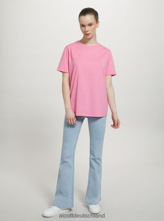 Kleidung de Alcott Frauen T-Shirt aus Baumwolle mit Rundhalsausschnitt wh3 weiß 88J68R478