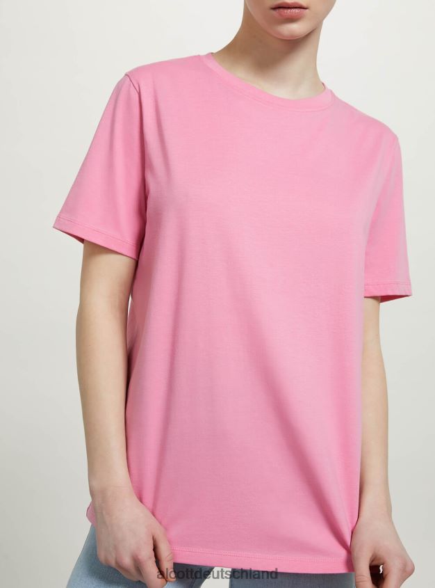 Kleidung de Alcott Frauen T-Shirt aus Baumwolle mit Rundhalsausschnitt wh3 weiß 88J68R478