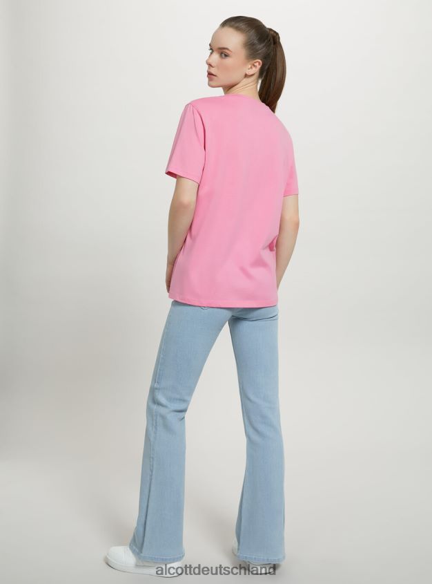 Kleidung de Alcott Frauen T-Shirt aus Baumwolle mit Rundhalsausschnitt wh3 weiß 88J68R478