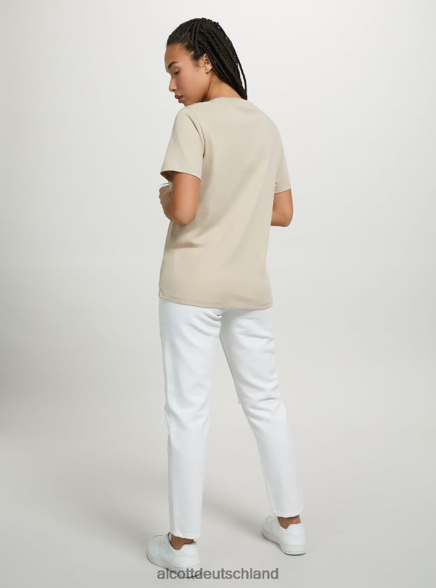 Kleidung de Alcott Frauen T-Shirt aus Baumwolle mit Rundhalsausschnitt wh3 weiß 88J68R516