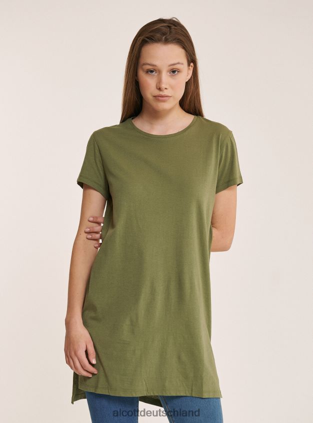 Kleidung de Alcott Frauen Übergroßes T-Shirt aus schlichter Baumwolle Weiß 88J68R257