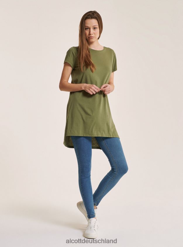 Kleidung de Alcott Frauen Übergroßes T-Shirt aus schlichter Baumwolle Weiß 88J68R257