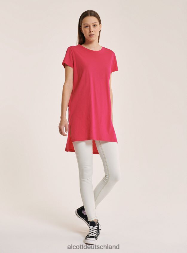 Kleidung de Alcott Frauen Übergroßes T-Shirt aus schlichter Baumwolle Weiß 88J68R292