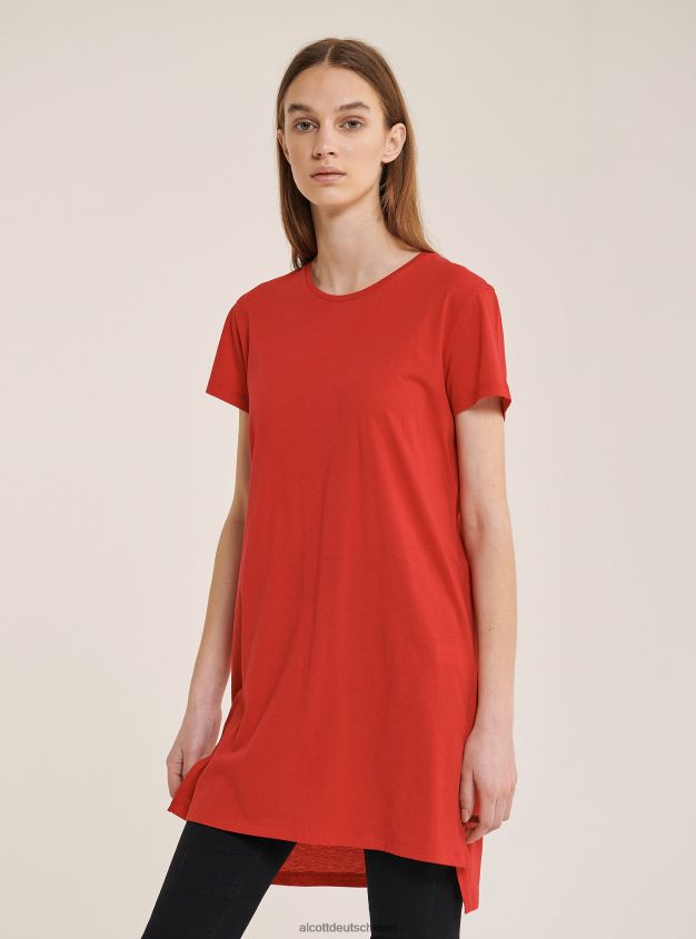 Kleidung de Alcott Frauen Übergroßes T-Shirt aus schlichter Baumwolle Weiß 88J68R351