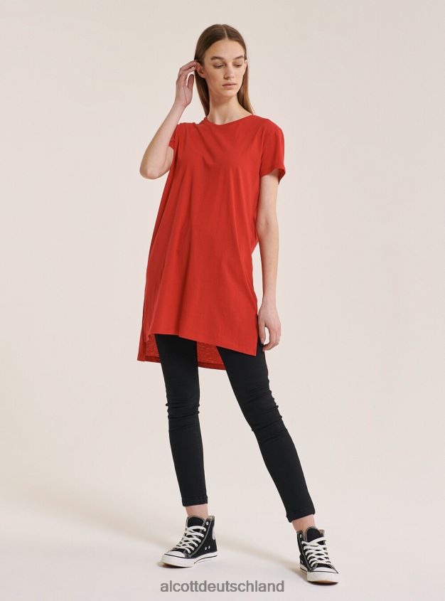 Kleidung de Alcott Frauen Übergroßes T-Shirt aus schlichter Baumwolle Weiß 88J68R351