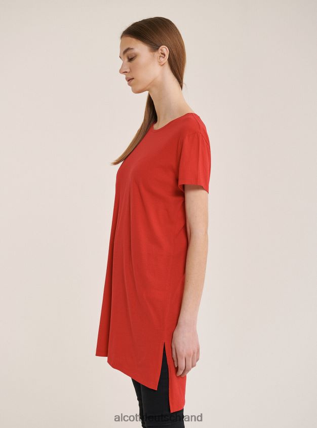 Kleidung de Alcott Frauen Übergroßes T-Shirt aus schlichter Baumwolle Weiß 88J68R351