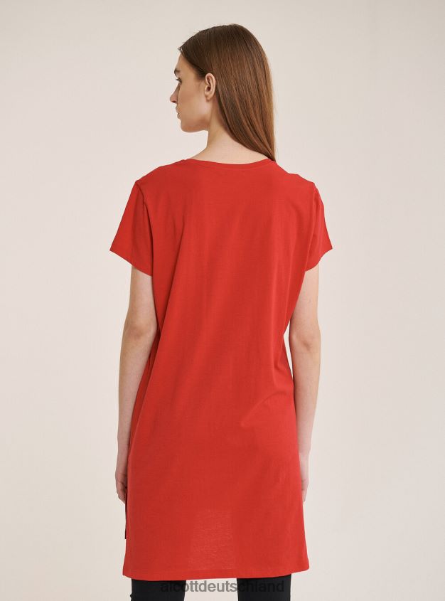 Kleidung de Alcott Frauen Übergroßes T-Shirt aus schlichter Baumwolle Weiß 88J68R351