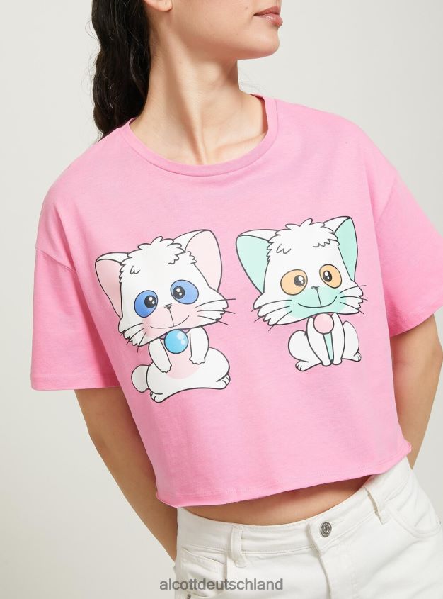 Kleidung de Alcott Frauen cremiges, kurzes T-Shirt 2 Stück rosa mittel 88J68R378