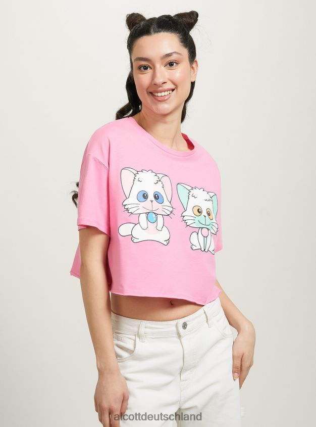 Kleidung de Alcott Frauen cremiges, kurzes T-Shirt 2 Stück rosa mittel 88J68R378