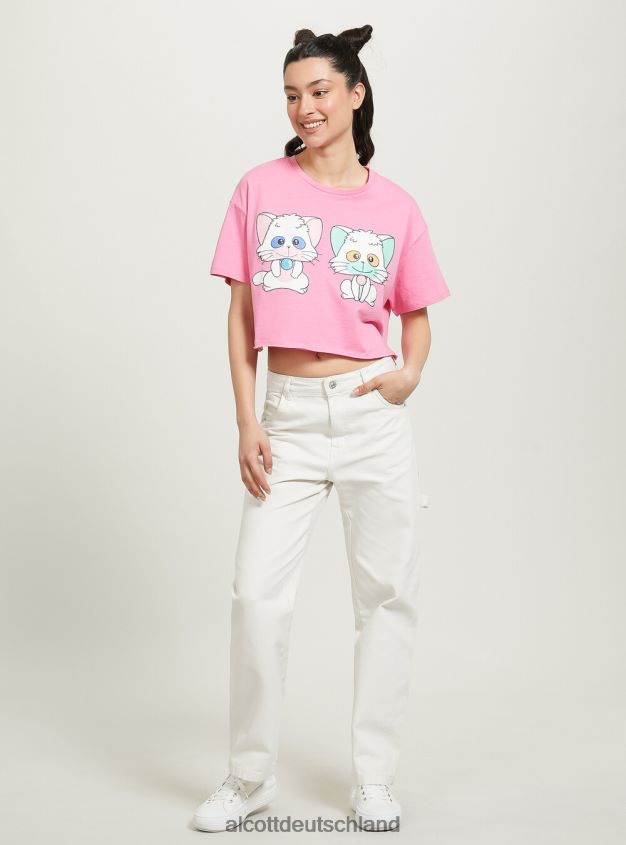 Kleidung de Alcott Frauen cremiges, kurzes T-Shirt 2 Stück rosa mittel 88J68R378