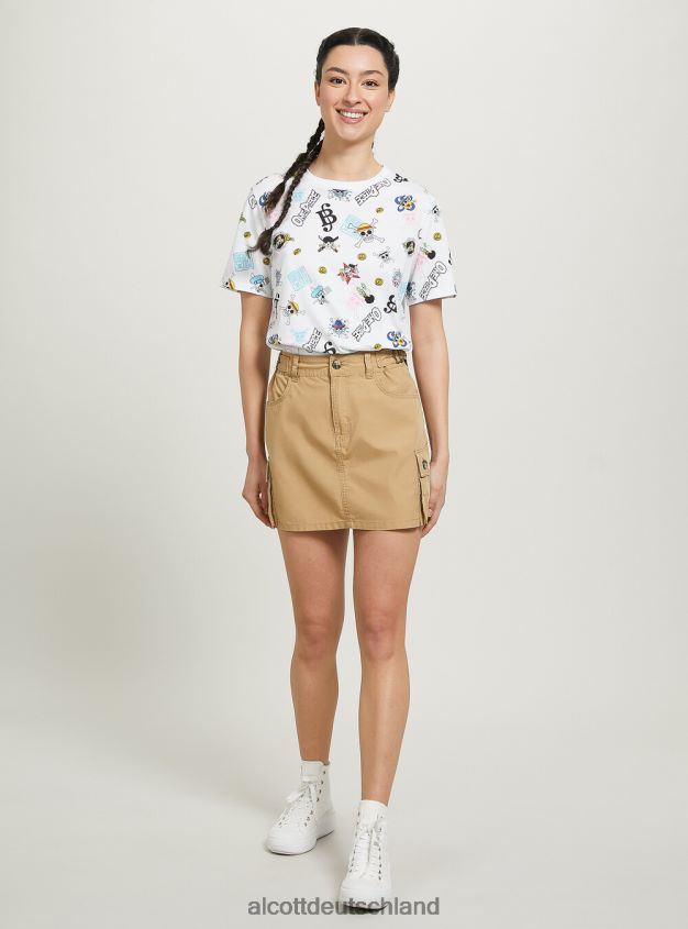 Kleidung de Alcott Frauen einteiliges Allover-T-Shirt wh3 weiß 88J68R44