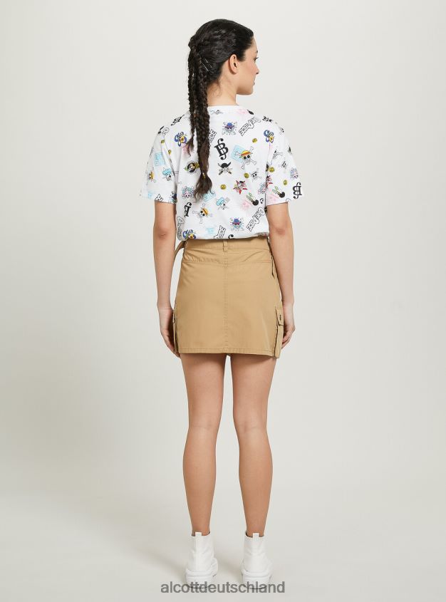 Kleidung de Alcott Frauen einteiliges Allover-T-Shirt wh3 weiß 88J68R44