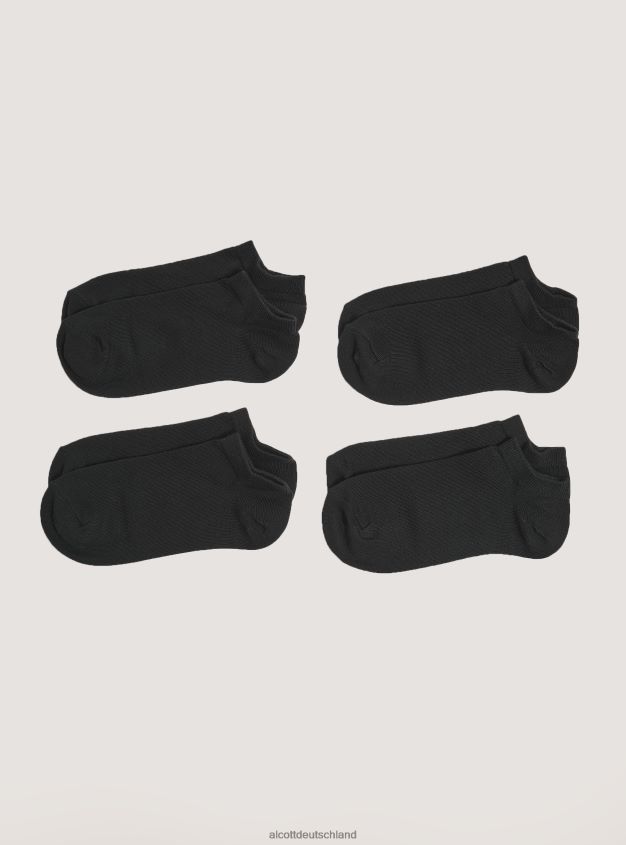 Zubehör de Alcott Frauen Set mit 4 Paar einfarbigen Socken bk1 schwarz 88J68R556