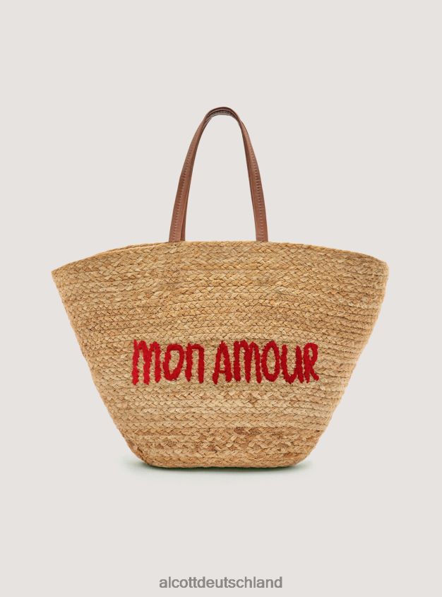 Zubehör de Alcott Frauen Basttasche mit Stickerei Kombination 2 88J68R237