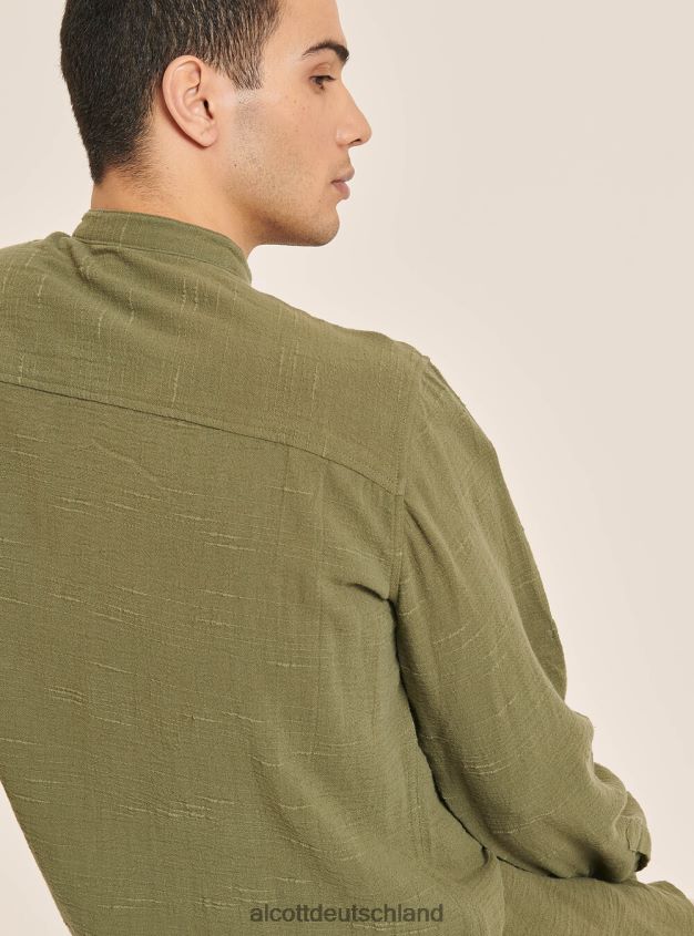 Kleidung de Alcott Männer Camicia 100 % Lino Collo Coreano az3 azurblaues Licht 88J68R721