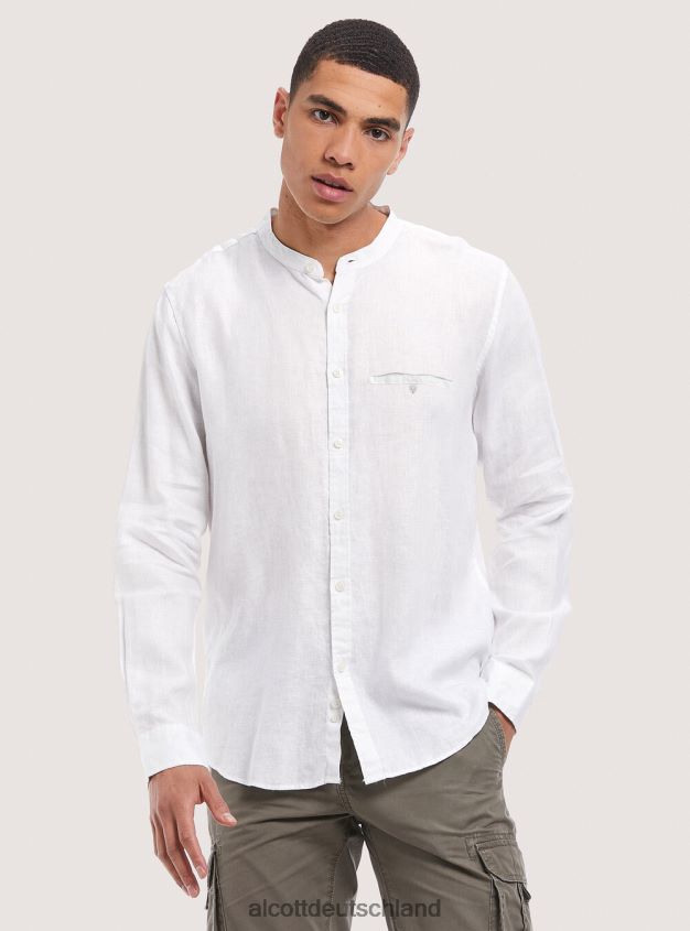 Kleidung de Alcott Männer Camicia 100 % Lino Collo Coreano az3 azurblaues Licht 88J68R722