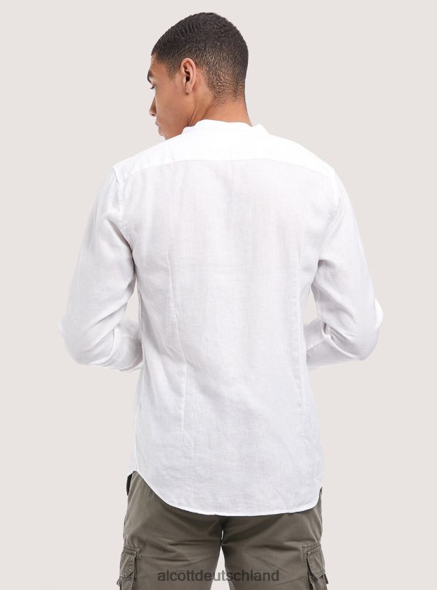 Kleidung de Alcott Männer Camicia 100 % Lino Collo Coreano az3 azurblaues Licht 88J68R722