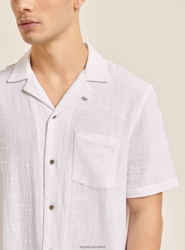 Kleidung de Alcott Männer Camicia Collo Bowling in Misto Con Taschino wh1 naturweiß 88J68R1090