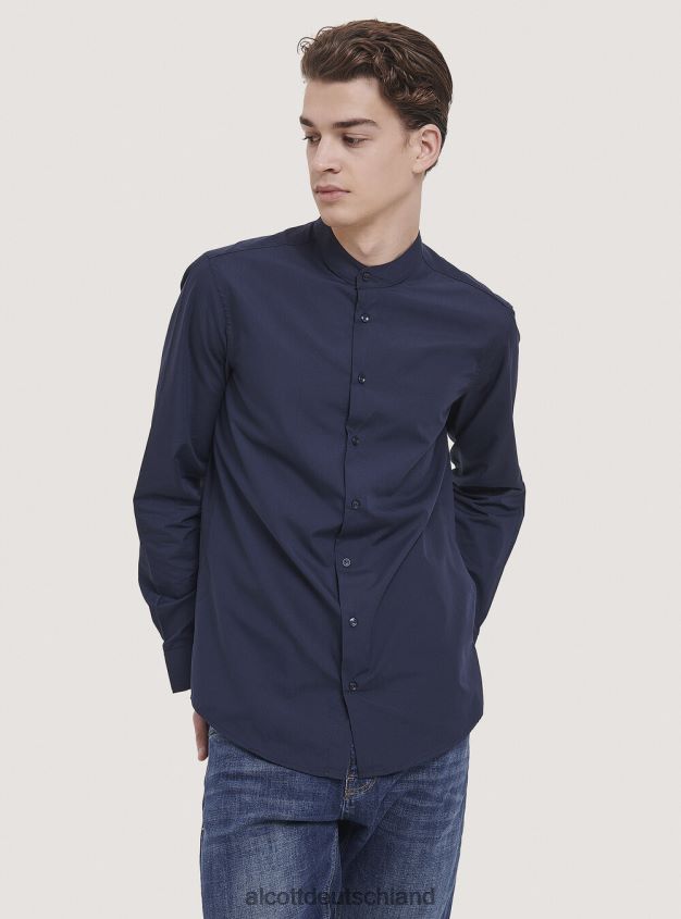 Kleidung de Alcott Männer Camicia a maniche longhe con collo coreano Weiß 88J68R808