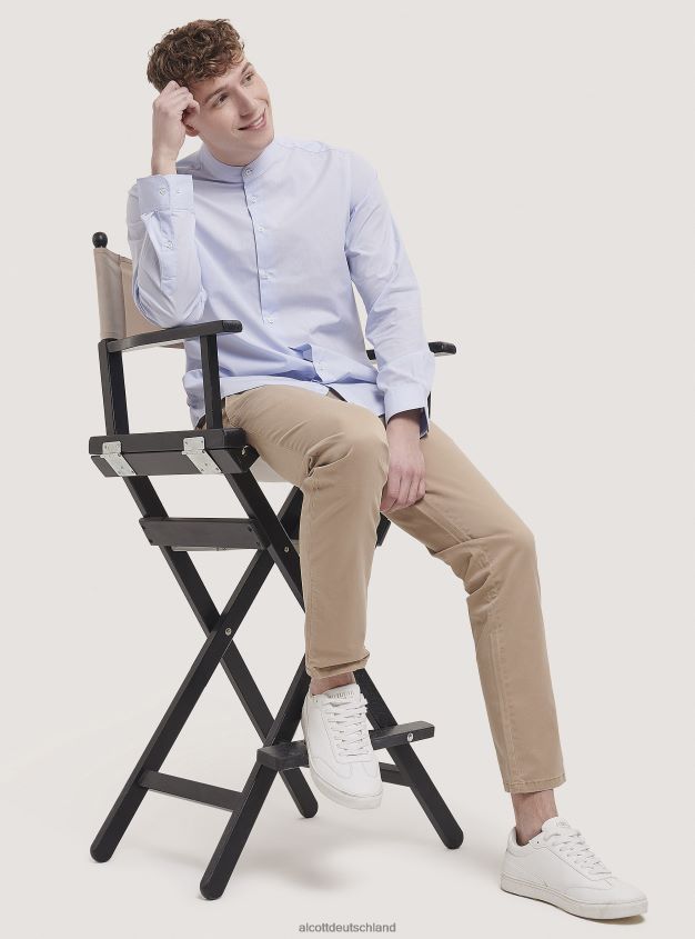 Kleidung de Alcott Männer Camicia a maniche longhe con collo coreano Weiß 88J68R992