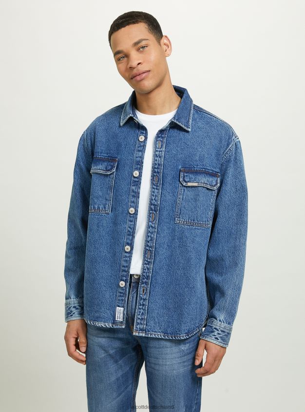 Kleidung de Alcott Männer Camicia aus Denim in Übergröße mit Tasconi d006 azurblau 88J68R641