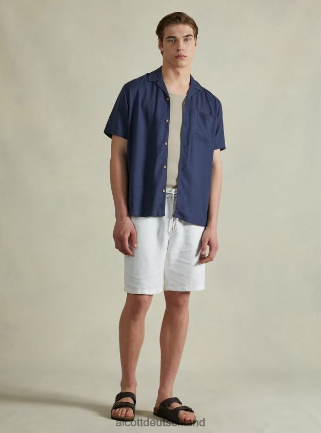 Kleidung de Alcott Männer Hemd aus Leinenmischung mit Bowlingkragen kaki 88J68R993