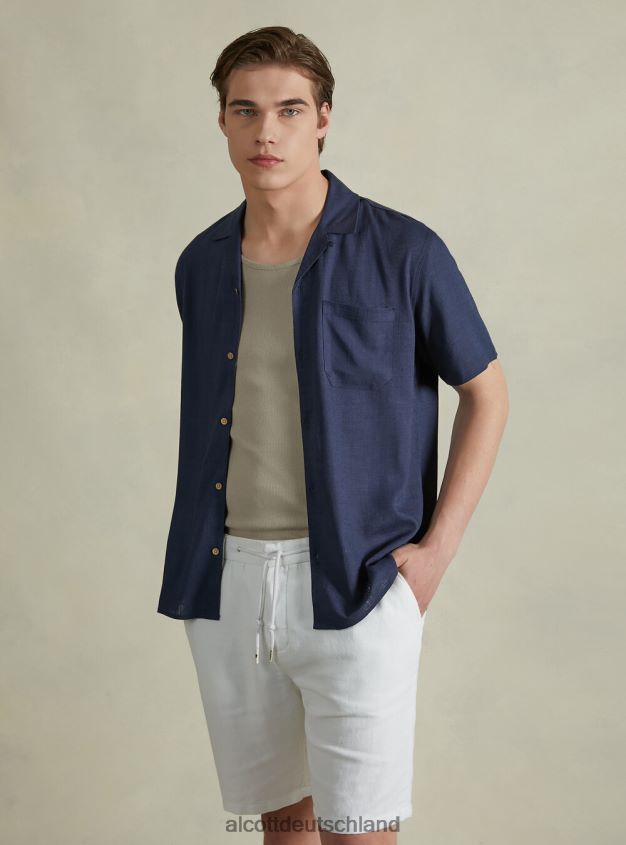 Kleidung de Alcott Männer Hemd aus Leinenmischung mit Bowlingkragen kaki 88J68R993