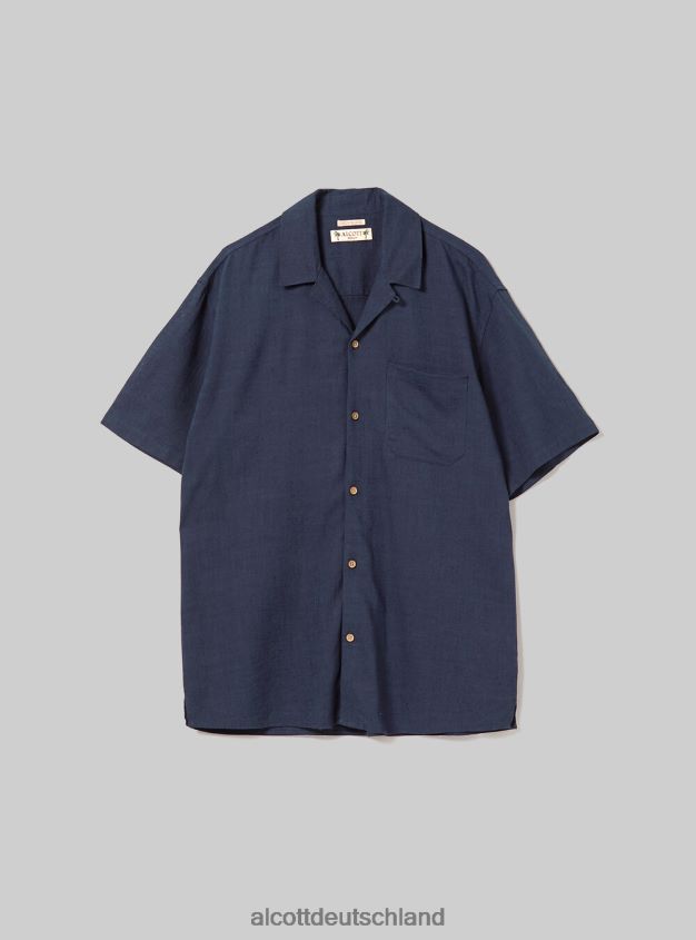 Kleidung de Alcott Männer Hemd aus Leinenmischung mit Bowlingkragen kaki 88J68R993