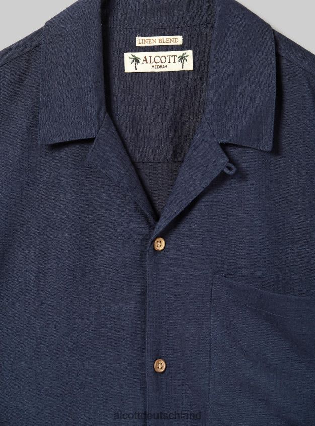 Kleidung de Alcott Männer Hemd aus Leinenmischung mit Bowlingkragen kaki 88J68R993