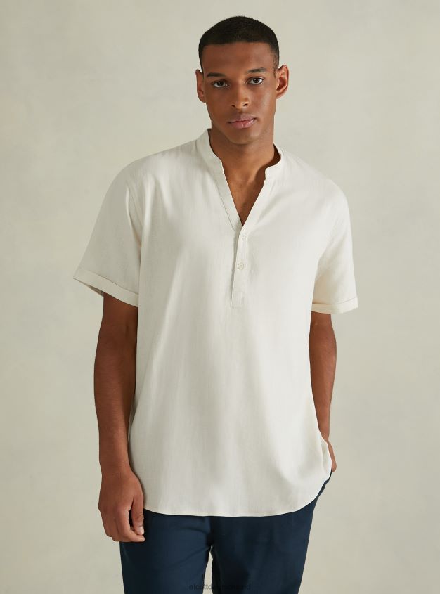 Kleidung de Alcott Männer Hemd aus Leinenmischung mit koreanischem Kragen wh3 weiß 88J68R1141