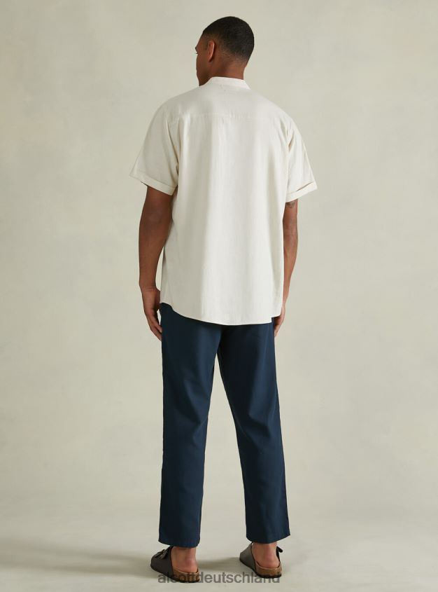 Kleidung de Alcott Männer Hemd aus Leinenmischung mit koreanischem Kragen wh3 weiß 88J68R1141
