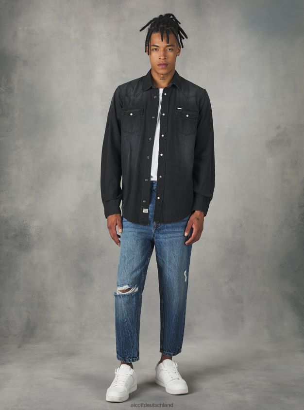 Kleidung de Alcott Männer Jeanshemd Schwarz 88J68R1163