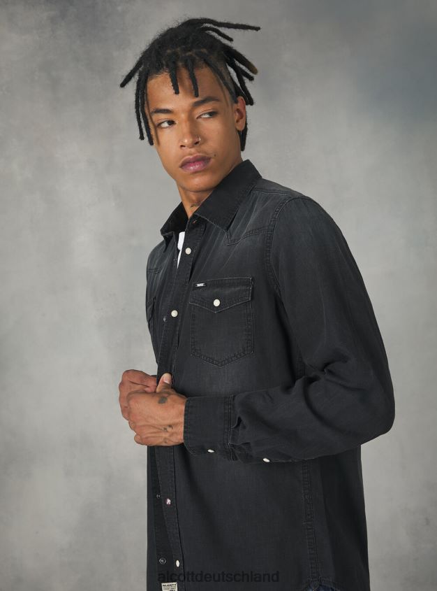 Kleidung de Alcott Männer Jeanshemd Schwarz 88J68R1163