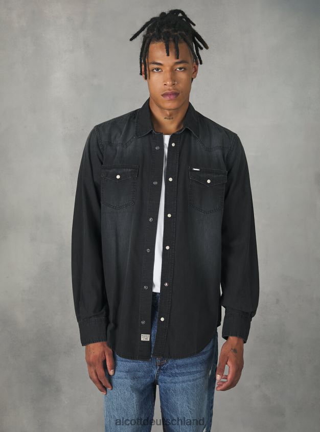 Kleidung de Alcott Männer Jeanshemd Schwarz 88J68R1163