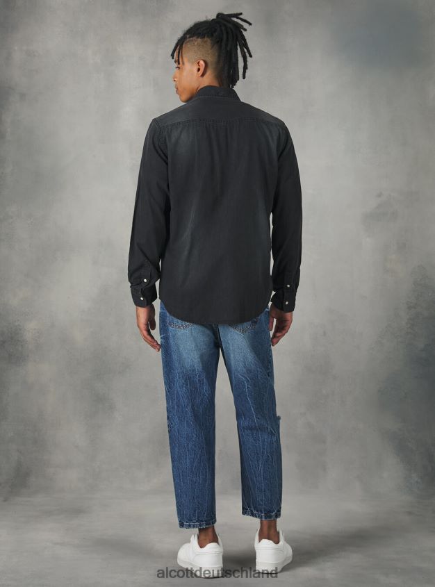Kleidung de Alcott Männer Jeanshemd Schwarz 88J68R1163